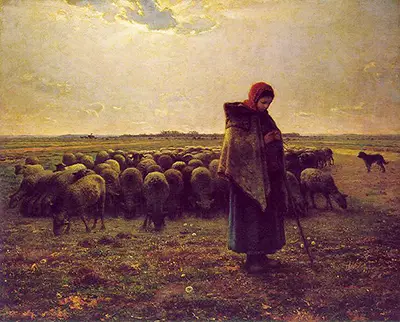 Shepherdess with her Flock Jean-Francois Millet